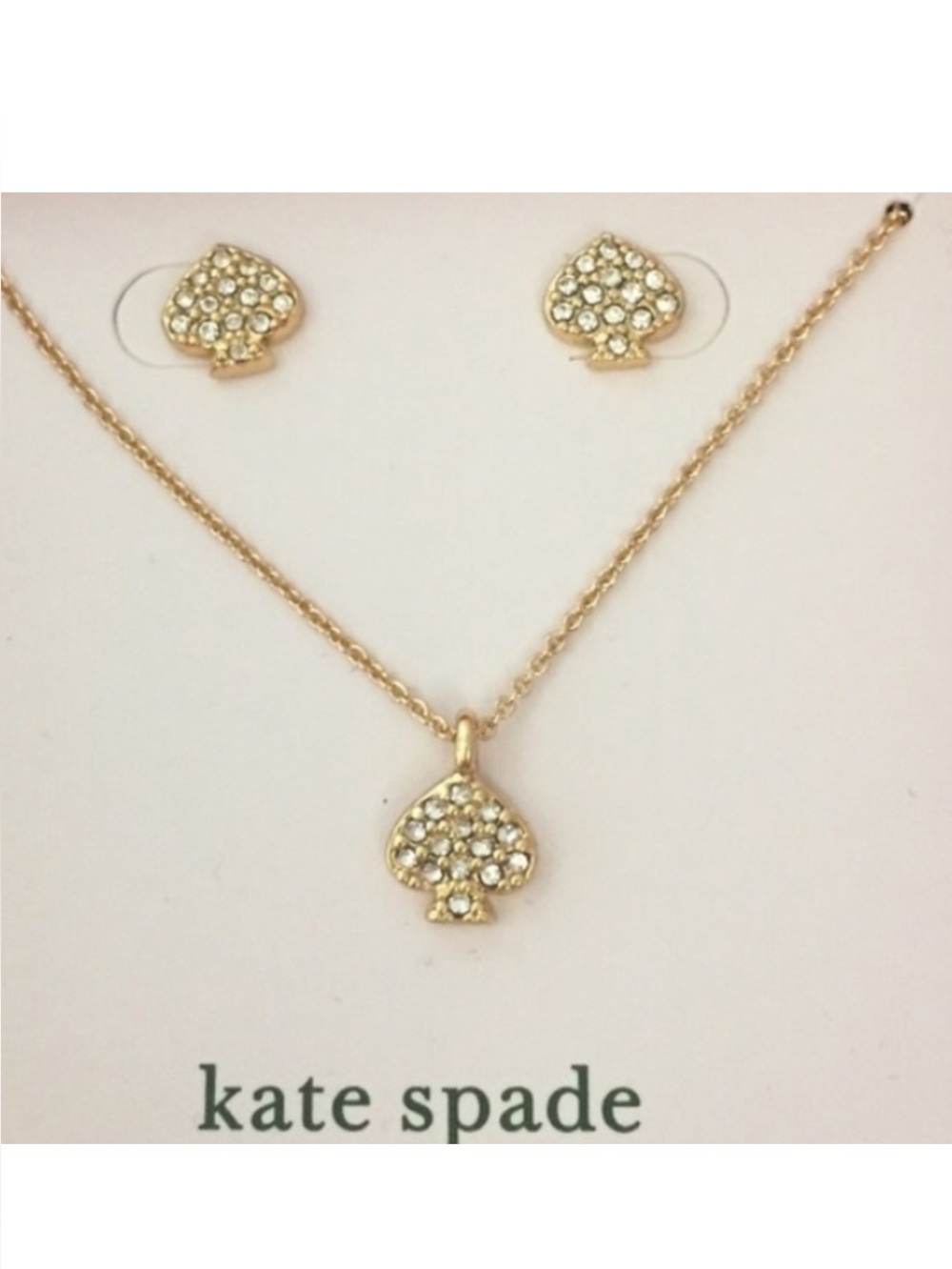 kate spade New York Gold Crystal Spade Pendant Necklace & Stud Earrings Set